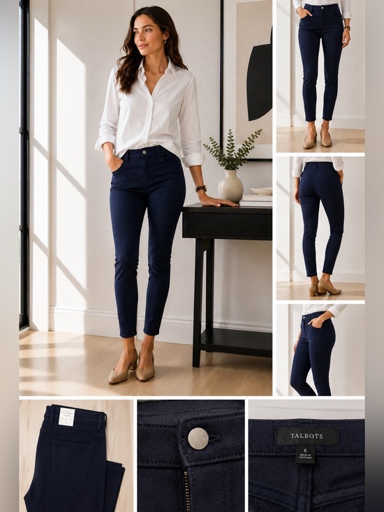 Talbots Pants - NWT Ponte Knit Pants Navy Stretch Slim Ankle